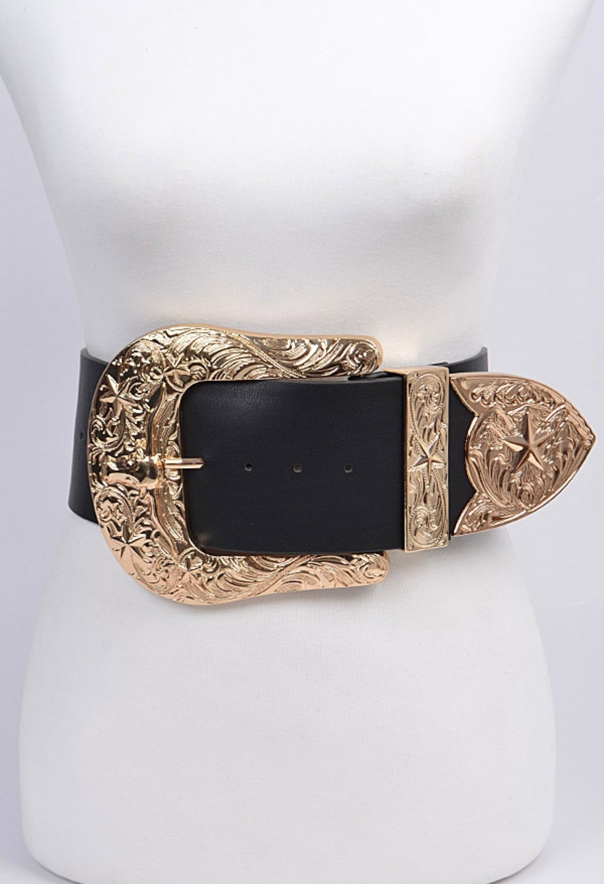 Black Bulky Buckle Belt