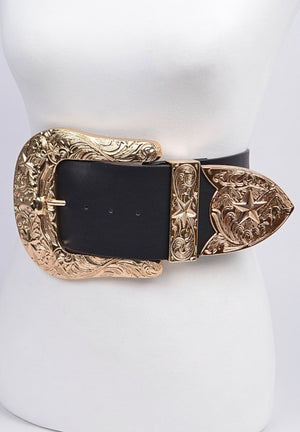 Black Bulky Buckle Belt