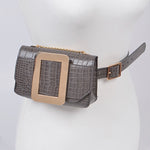 Grey Snakeskin Print Belt Bag