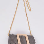 Grey Snakeskin Print Belt Bag