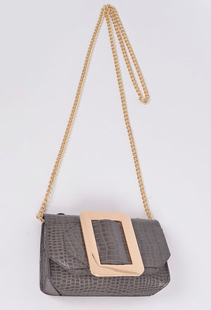 Grey Snakeskin Print Belt Bag