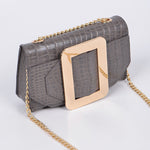 Grey Snakeskin Print Belt Bag