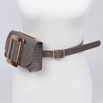 Grey Snakeskin Print Belt Bag