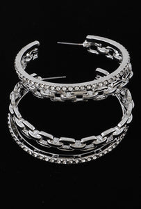 Silver Link Hoops