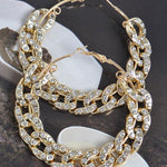 Stoned Chain Hoop Earrings